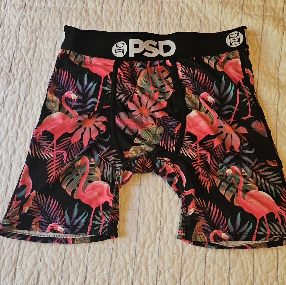 PSD Black and Pink Flamingo and Monstera Boxer Briefs - M